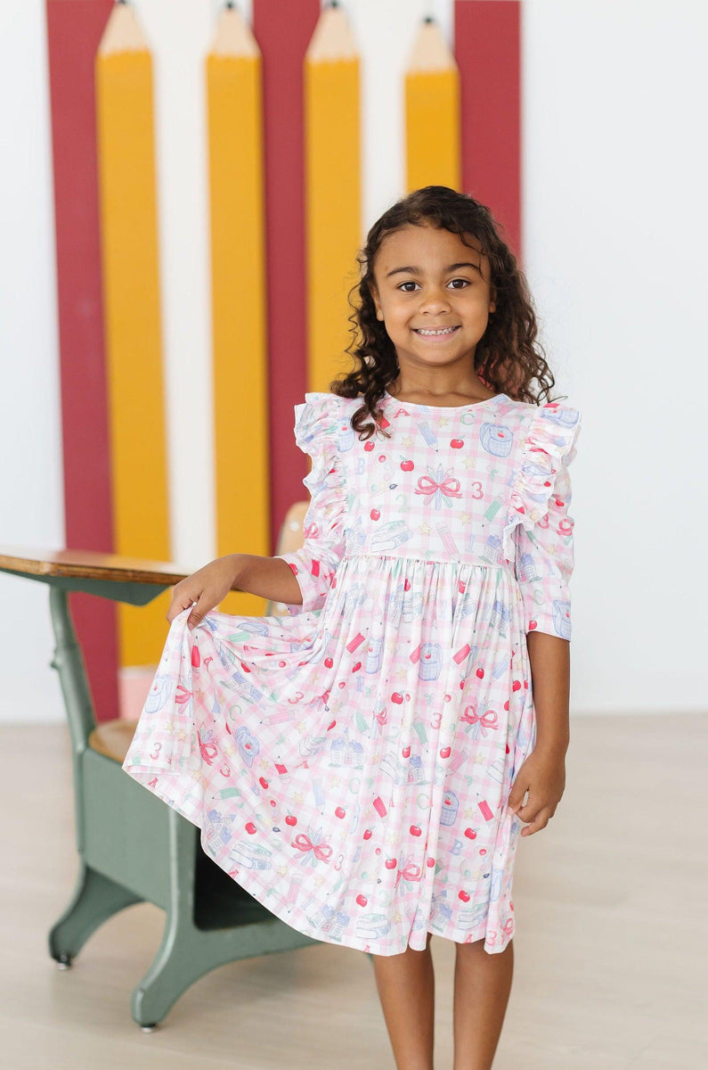 School Days 3/4 Kleid mit schwingendem Rock – Rüschen