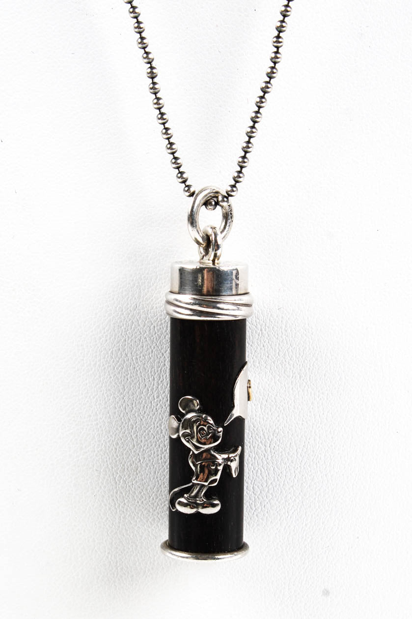 Jasper Damen-Halskette mit Cartoon-Mausanhänger aus Sterlingsilber und Gelbgold