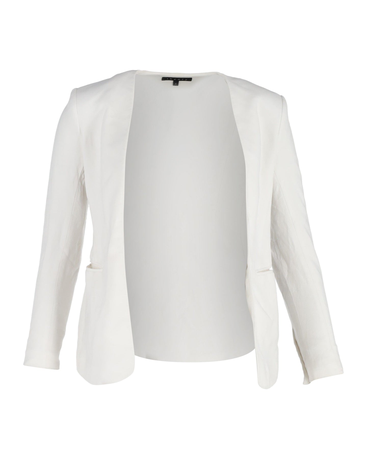 Theory Jacke – offene Vorderseite, Abendstil, Baumwolle, Weiß