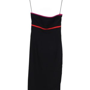 Altuzarra trägerloses knielanges Kleid aus schwarzem Polyester