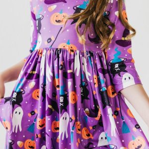 No Tricks, Just Treats Kleid mit schwingendem Rock – 3/4-Ärmel, Taschen