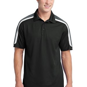 Sport-Tek Micropique Sport-Wick Herren-Poloshirt mit dreifarbigem Schulterbereich
