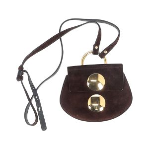 Chloé Mini Faye Schultertasche aus braunem Veloursleder