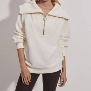 Vine Half- Pullover – Elfenbein, Reißverschluss