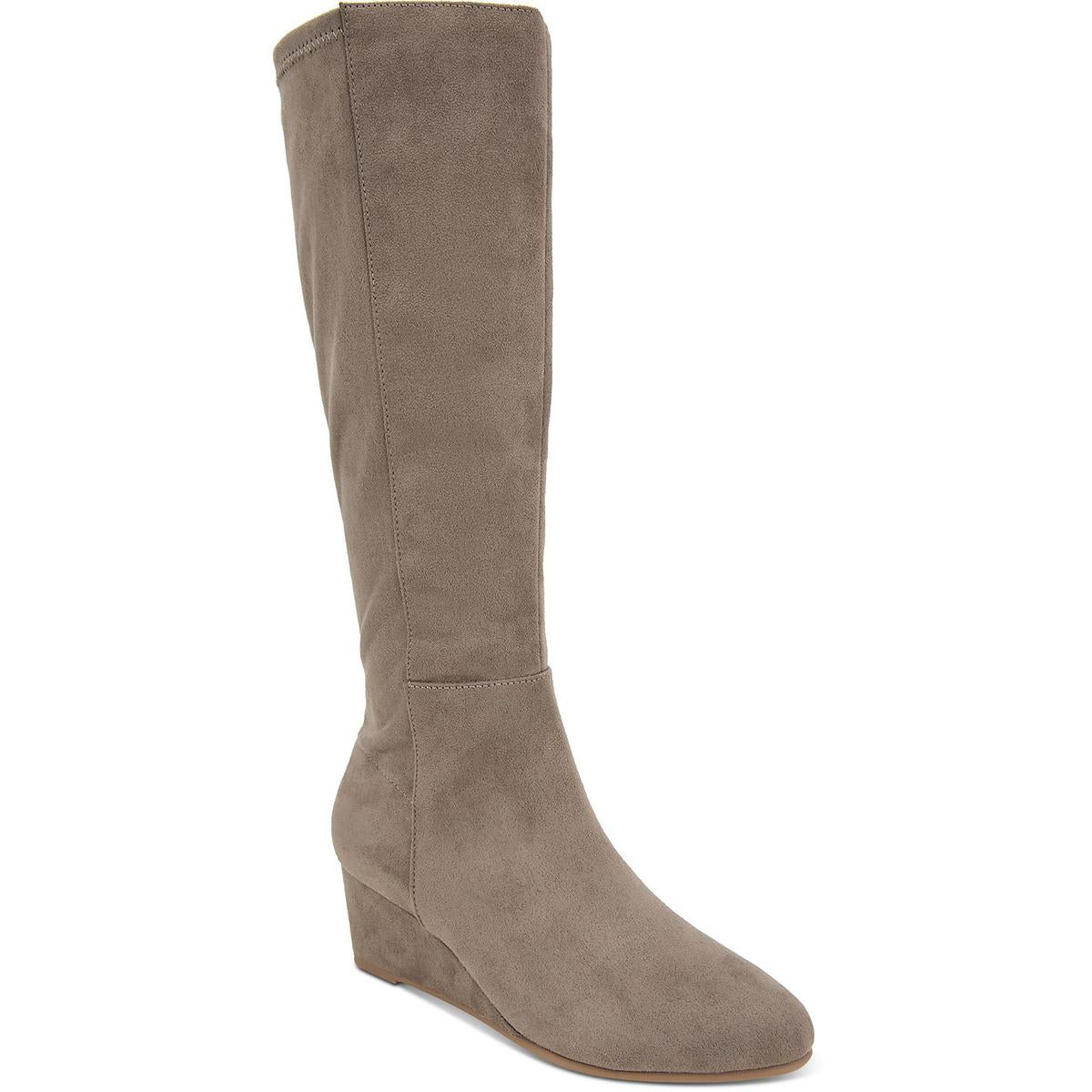 Jaylaa Stiefel – Velourslederimitat, Reißverschluss, Keilabsatz