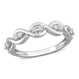 Mimi & Max 1/4ct DEW Anniversary Ring – synthetischer Moissanit, Sterlingsilber