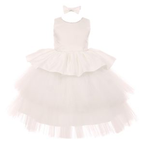 RainKids elfenbeinfarbenes Baby-Mädchen-Fest- und Blumenmädchenkleid aus Satin und Tüll mit Strass, 6–24 Monate