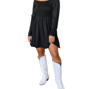 Picture Perfect 7732554465340 Kleid mit integriertem Hosenrock – Langarm, Schwarz