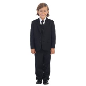Jewels & Gents schwarzer fünfteiliger Baby-Jungen-Anzug mit Jacke, Weste, Hemd, Krawatte und Hose, 6–24 Monate