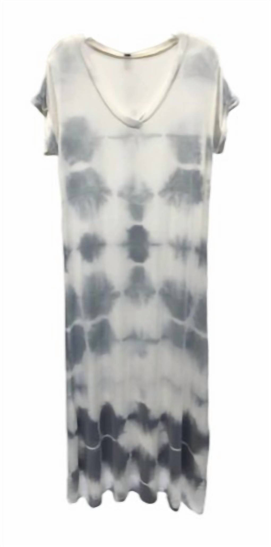 Kurzärmeliges Maxikleid mit V-Ausschnitt – Alligator Tie Dye