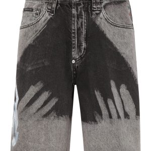 Gebleichte Denim-Caprishorts