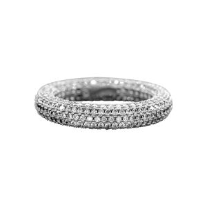 Kristallbesetzter Eternity-Ring mit abgerundeter Ringschiene – Silberfarben