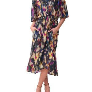 Maggy 7732508229692 Kleid – mehrfarbig, Schwarz, Ocker