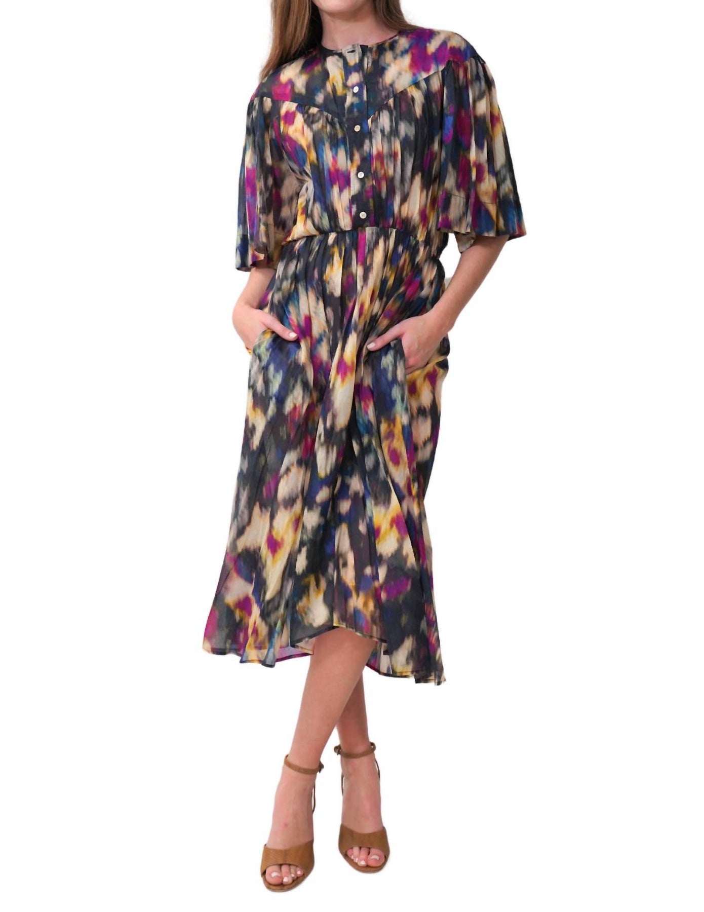 Maggy 7732508229692 Kleid – mehrfarbig, Schwarz, Ocker