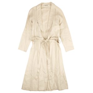 Beigefarbenes Blazerkleid mit Bindegürtel