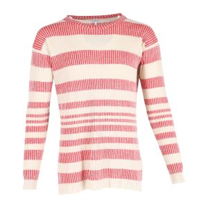Loewe gestreifter Rippstrickpullover aus roter Wolle – 7748636540988