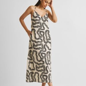 Midi-Unterkleid mit schwarzen Streifen