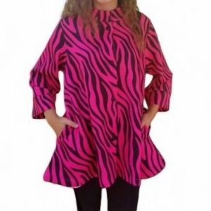 Jacke – Zebramuster, Pink, Schwarz, weit schwingender Schnitt