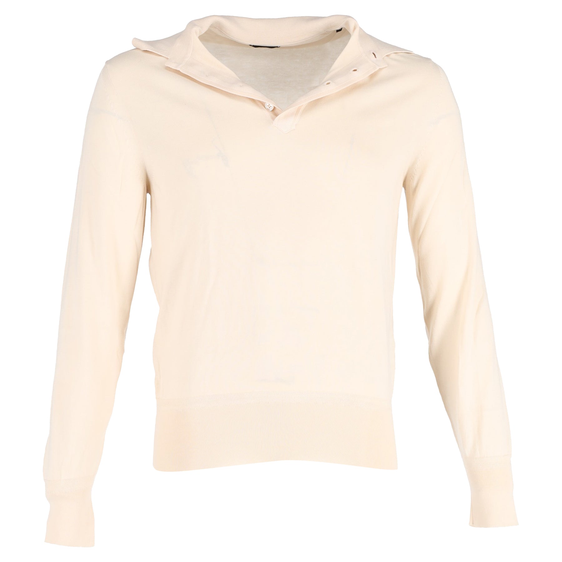 Tom Ford Langarm-Poloshirt aus cremefarbener Wolle