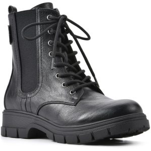 Chevy Leder-Combat-Schnürstiefel zum Hineinschlüpfen