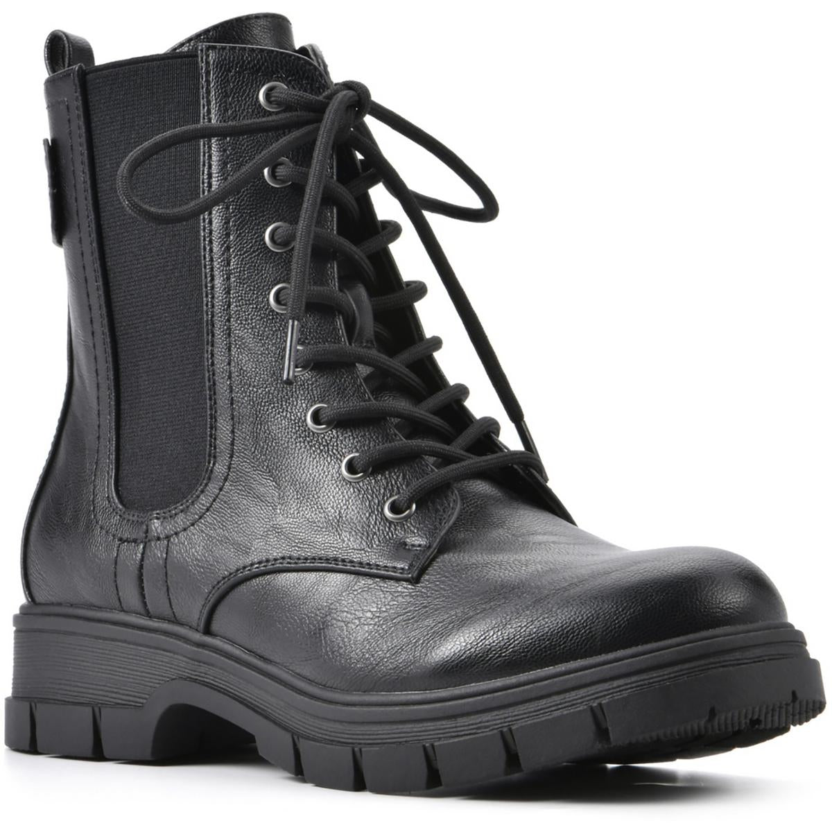 Chevy Leder-Combat-Schnürstiefel zum Hineinschlüpfen