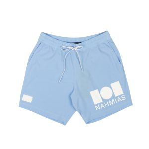 Hellblaue Badehose mit grafischem Logodesign