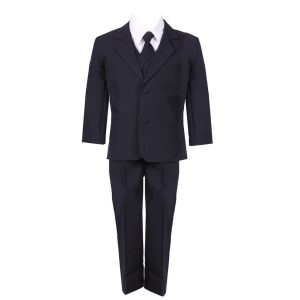 Marineblauer fünfteiliger Baby-Jungen-Festanzug mit Weste, Jacke und Hose, 3–24 Monate