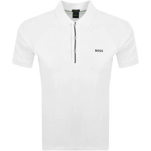 Hugo Boss Paddy 2 Herren-Kurzarm-Poloshirt mit gestreifter Knopfleiste – Weiß