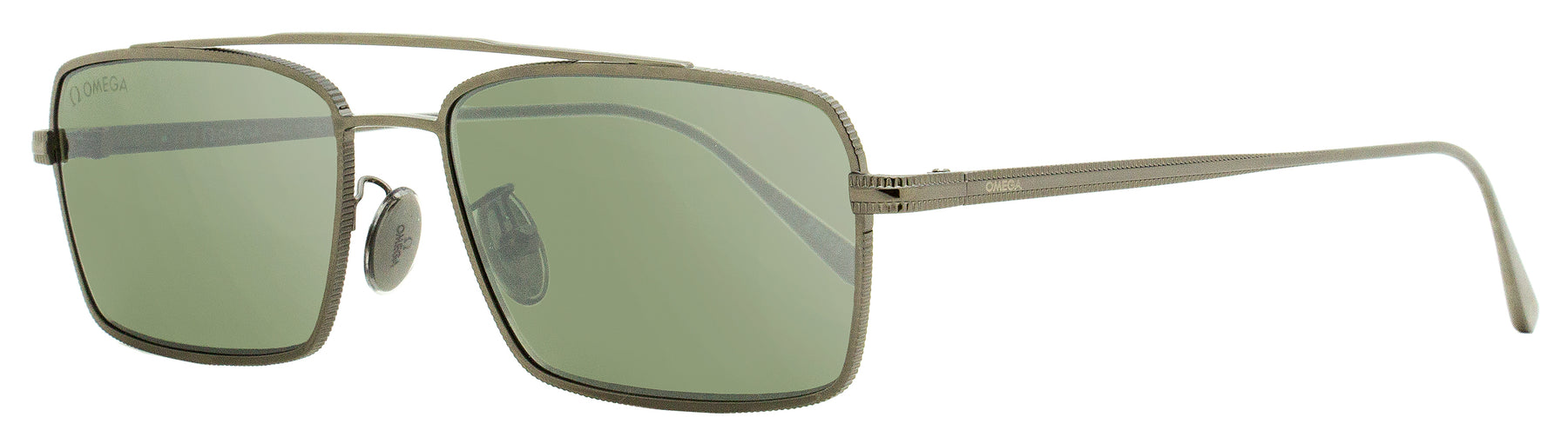 Omega OM0028H 08Q rechteckige Herren-Sonnenbrille in Gunmetal, 56 mm