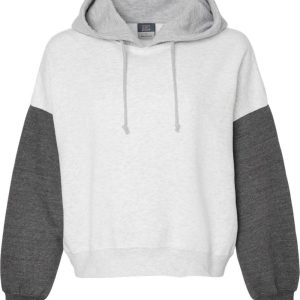 MV Sport verkürztes Damen-Kapuzen-Sweatshirt aus angerautem Fleece im Colorblock-Design
