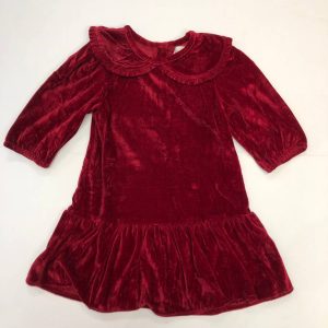 Mädchen-Samtkleid mit schwingendem Rock in Cranberry