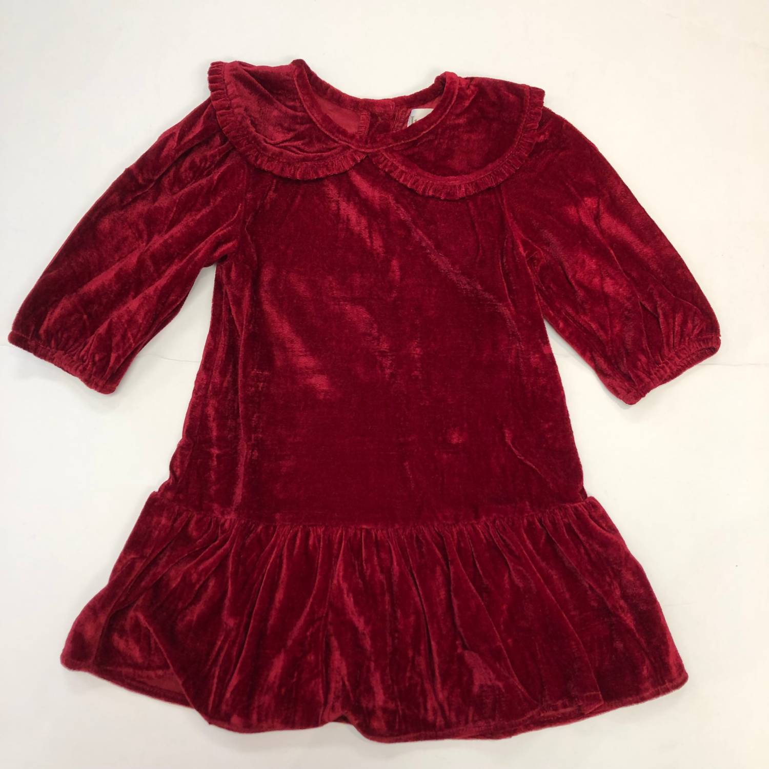 Mädchen-Samtkleid mit schwingendem Rock in Cranberry