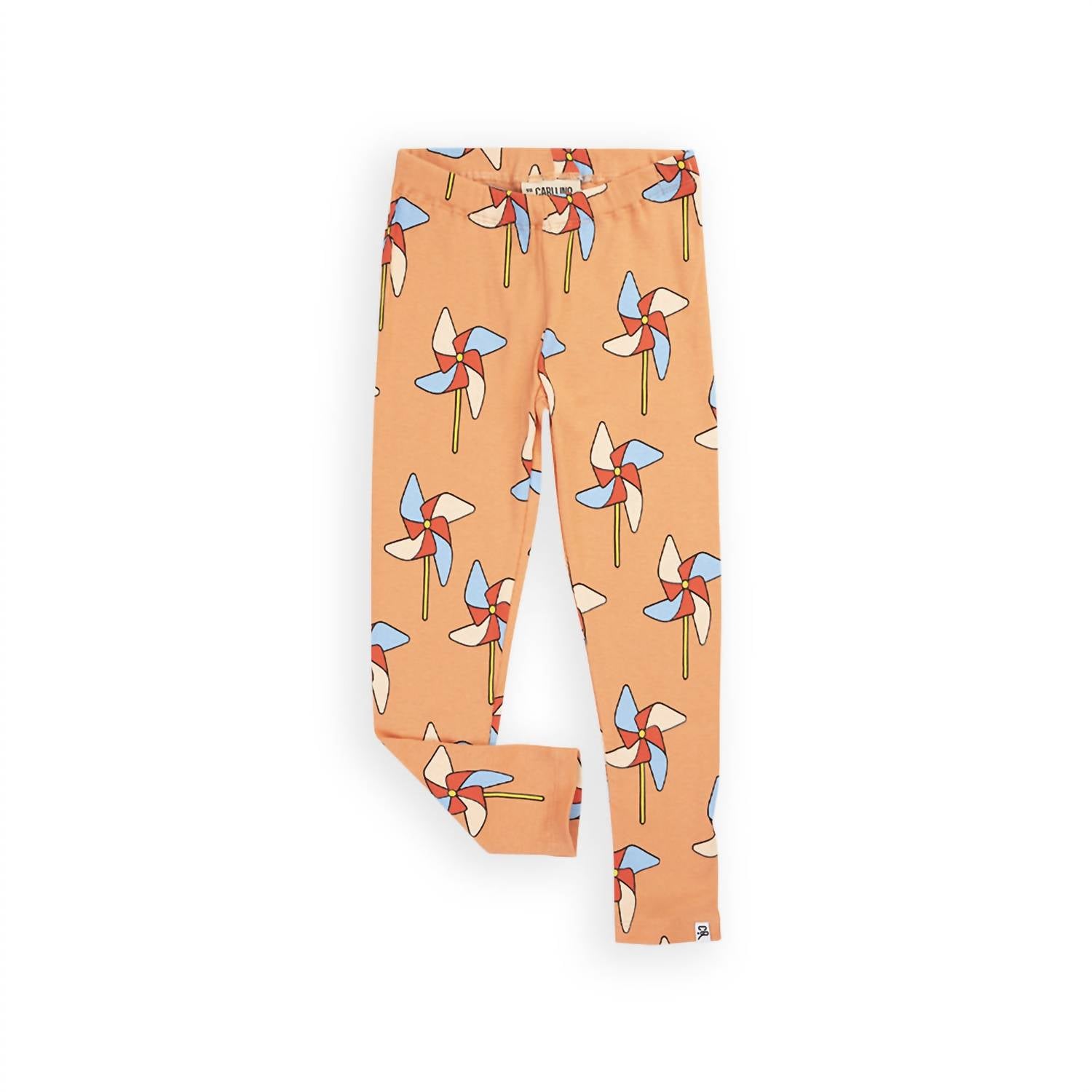 Mädchen-Leggings mit Druckmuster – Pfirsich – 7733799977020