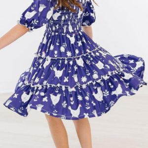 Feathered Friends Kleid – gesmokt, Rüschen