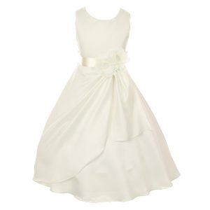 Little Flowers Occasion 2-6 Kleid – matter Satin, Pailletten, Brautstil, Mädchen, Elfenbein
