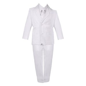 Weißer fünfteiliger Baby-Jungen-Festanzug mit Weste, Jacke und Hose, 3–24 Monate
