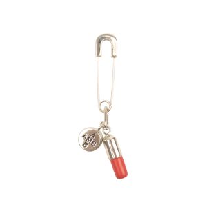 Pill Ohrring – Silber, Anhänger, Rot