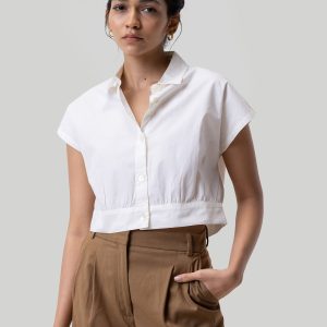 Oversize-Hemd in verkürztem Schnitt – Offwhite