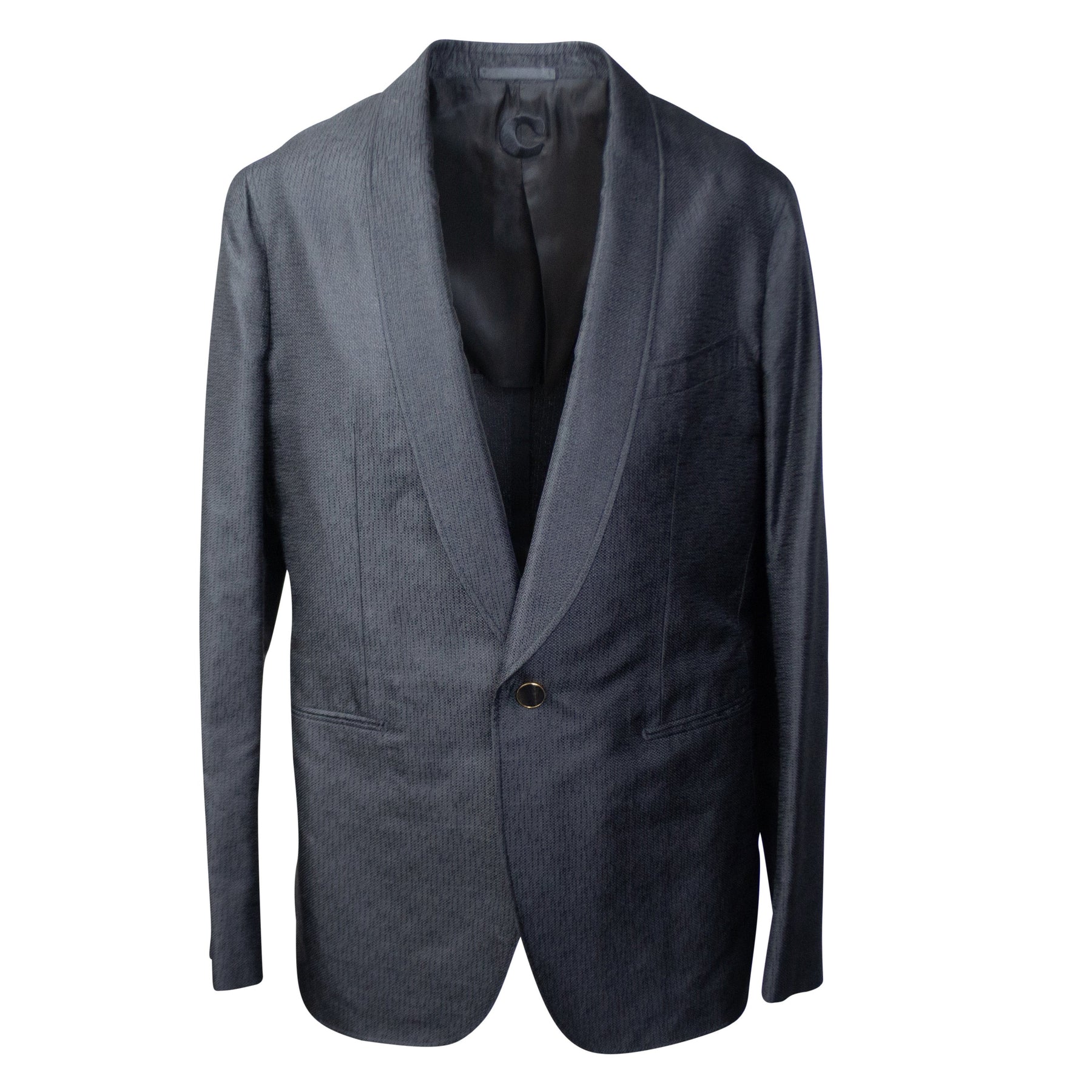 Schwarzer einreihiger Seidenblazer