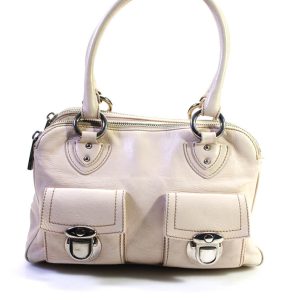 Marc Jacobs Top Shoulder Handtasche – zwei Tragegriffe, Leder, Damen, Beige, Druckknopf, Reißverschluss