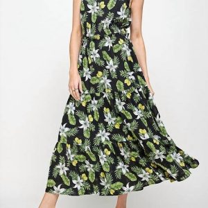 Kleid – Neckholder, Schwarz, Maxi-Länge