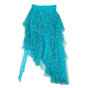 Rodarte asymmetrischer Rock aus floraler Spitze in Petrol