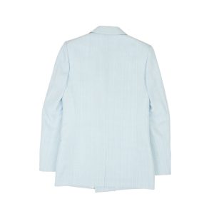 Double-Breasted Blazer – Hellblau, Viskose
