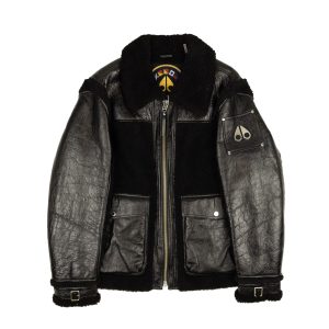 Schwarze Dufresne Herren-Lederjacke mit Logo