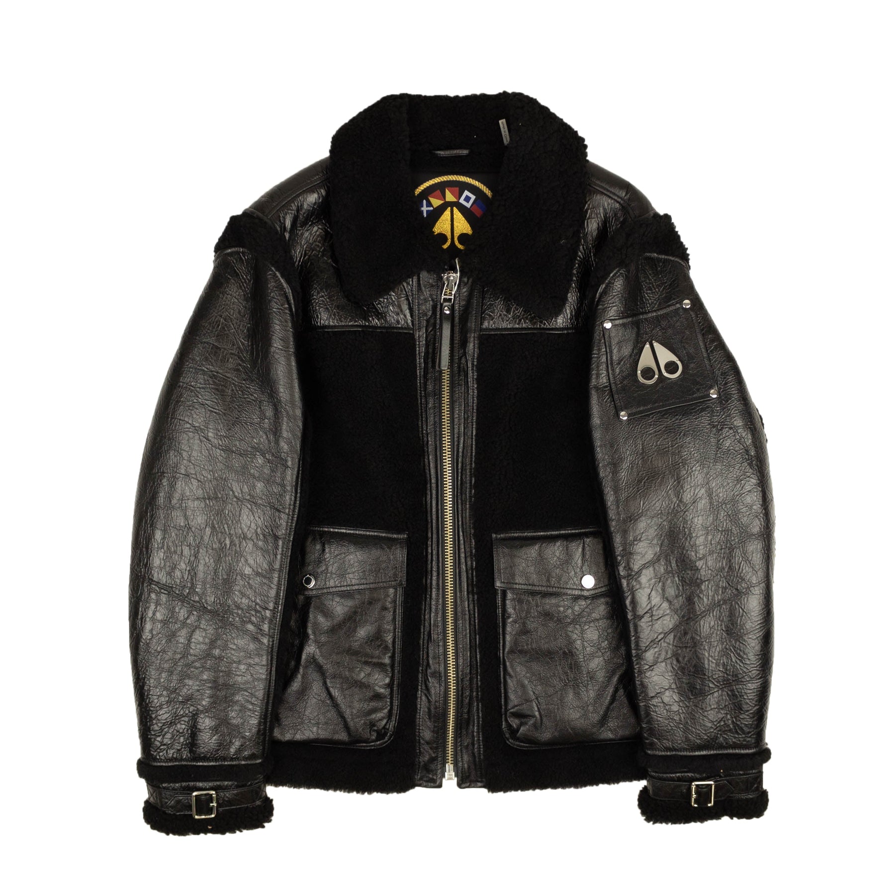 Schwarze Dufresne Herren-Lederjacke mit Logo