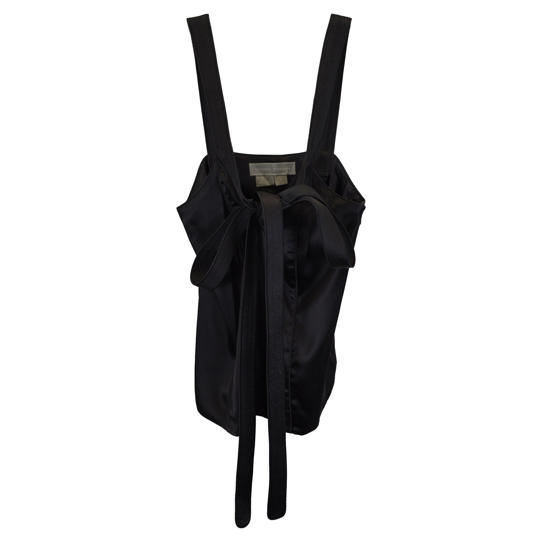 Proenza Schouler Oberteil aus schwarzer Seide mit Bindeband vorne – 7733731655740