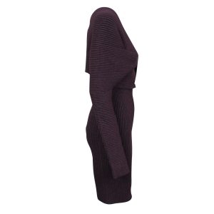 BOTTEGA VENETA kurzes Rippstrickkleid Sable in Lila – neu mit Etikett