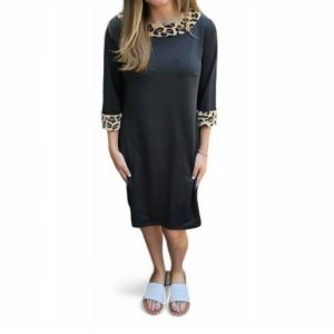 Trim Kleid – Leopardenmuster, Schwarz