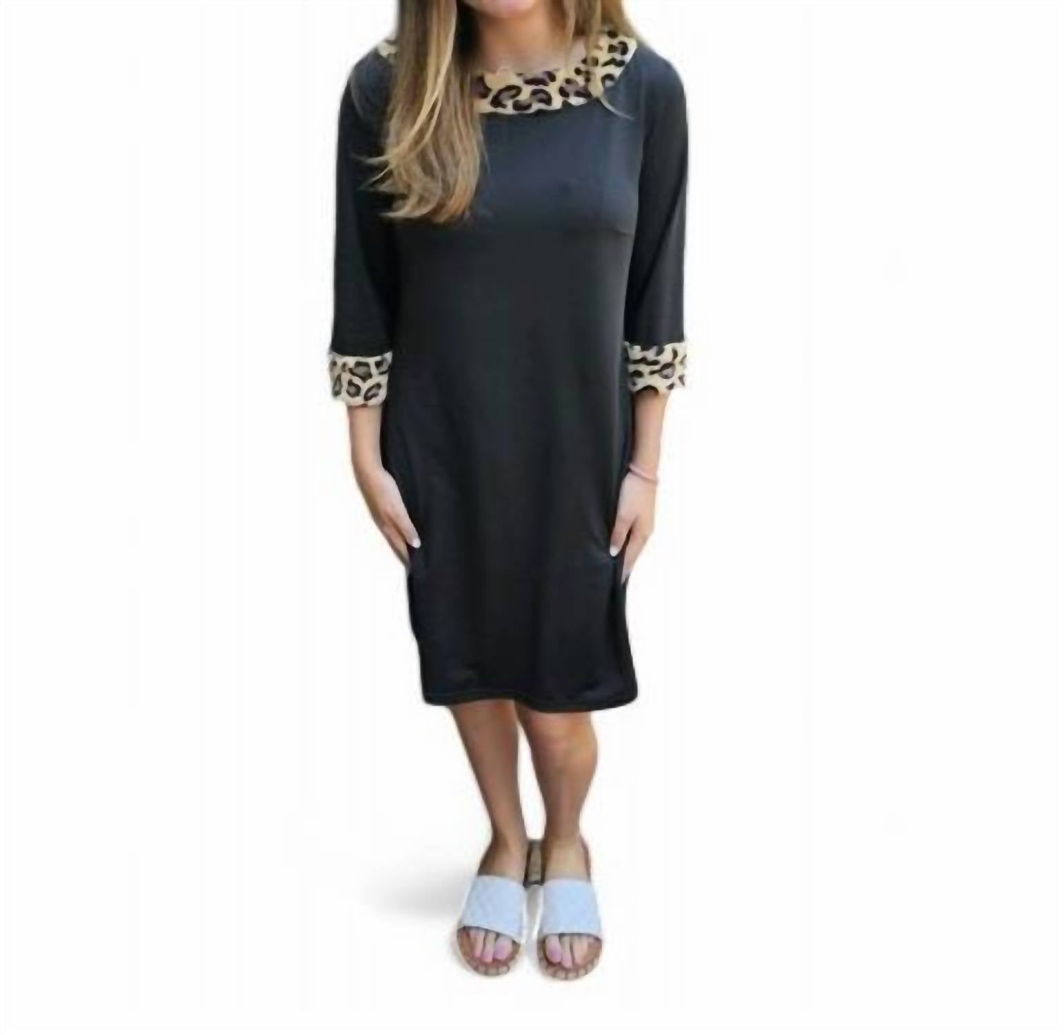 Trim Kleid – Leopardenmuster, Schwarz