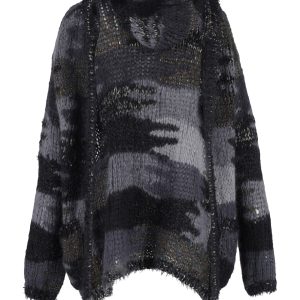 Saint Laurent Pattern Multicolor Strickjacke – Tarnmuster, Kapuze, Wolle